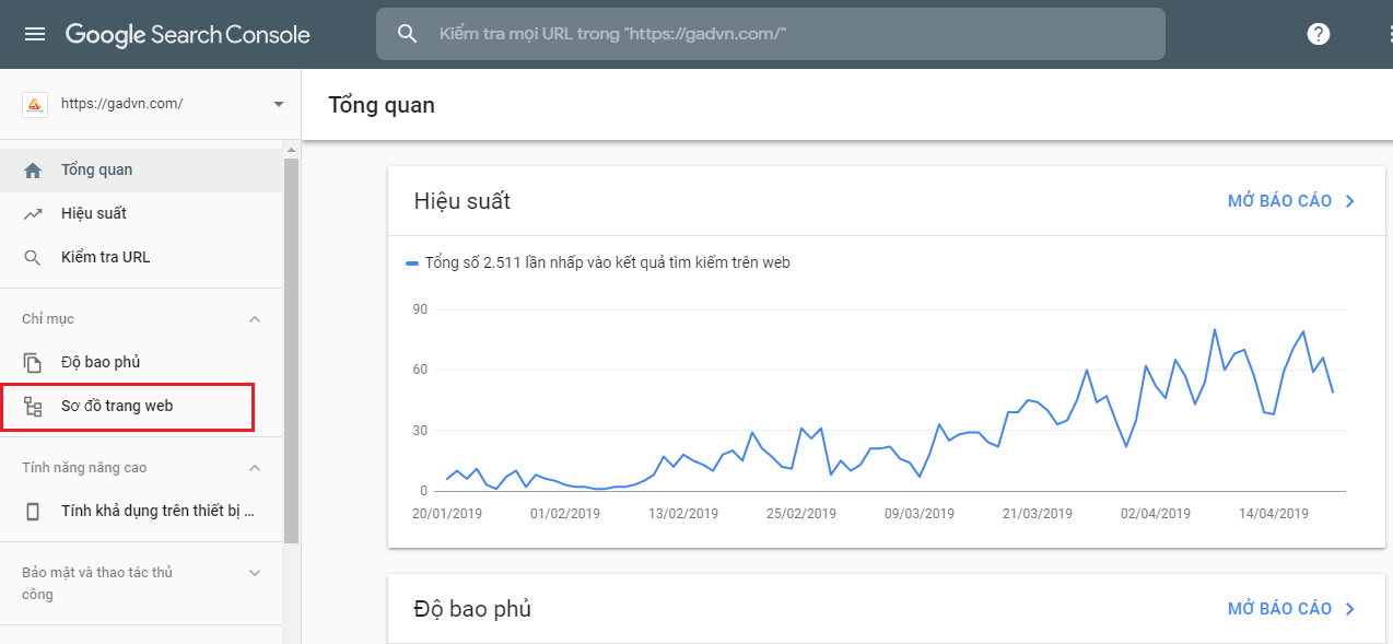 Bạn chọn vào mục "sơ đồ trang web"